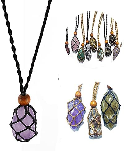 18 Pcs Crystal Cage Necklace Holder Necklace Cord Empty Stone
