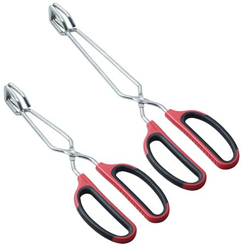 Food Tongs, Hiash Heavy Duty Stainless Steel Kitchen Tongs for BBQ,  Barbecue, Cooking, Scissors Tongs 9 Inch & 11 Inch (Set of 2)