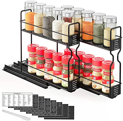 Pull Down Spice Rack Organizer Cabinet Pantry ​Countertop for Spices&Jars 3  Tier