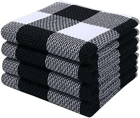 Nialnant 100% Cotton Waffle Weave Kitchen Towels,6 Pack Dish Cloths for  Washing Dishes,Kitchen Dish Towels 12x12 Inches,Dark Gray