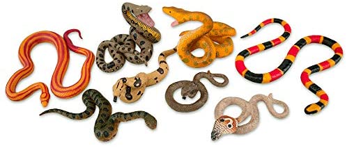 Halloween Prank Props Scary Snake Tricky Toy Party Favor Toymany 8PCS Snake Figures Safari Animal Figurines Realistic Forest Animals Toy Set Fake Snake with Cobra Python Figure 