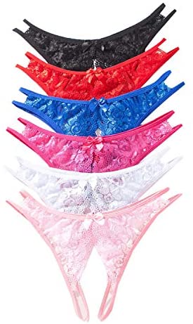 Yevin Plus Size Panties For Women Sexy Bow Lace Underwear Cute