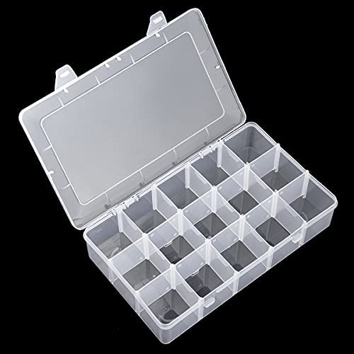 UHOUSE Plastic Organizer Container with Adjustable Dividers,Plastic Storage  Box with 18 Removable Grids,Jewelry Organizer Compartments for Cosmetics
