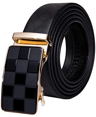 XAvoec Men's Belt Comfort Leather Dress Luxury Gold/Silver Tiger