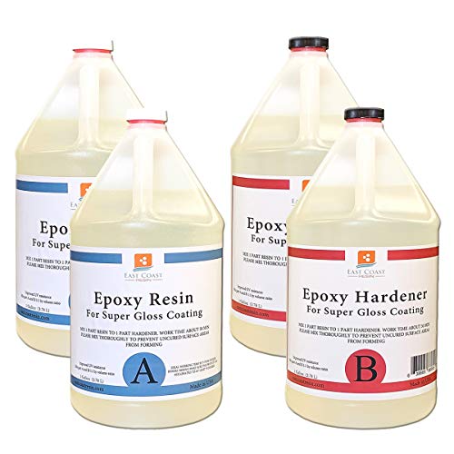 Epoxy Resin 4 Gallon Kit | 1:1 Crystal Clear Resin and Hardener for Super  Gloss Coating | for Bars, Tabletop, Art, Jewelry, Casting Molds | Safe for