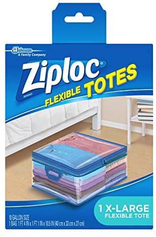 Ziploc Storage Bags for Clothes, Flexible Totes for Easy and Convenient Storage, XL, Pack of 4