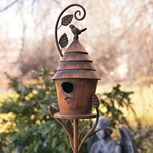 Wholesale Zaer Ltd. Copper Colored Fancy Design Birdhouse Garden Stakes