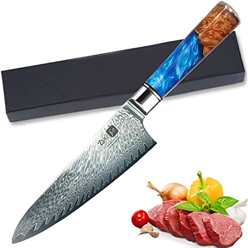  MICHELANGELO Professional Chef Knife 8 Inch Pro, German High  Carbon Stainless Steel with Ergonomic Handle, Japanese Knife, for Kitchen -  Inch, Etched Damascus Pattern: Home & Kitchen