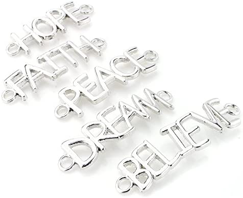 160 Pcs Inspirational DIY Charms Antique Silver Charm Pendants for Jewelry  Making Cheer Message Keychain Charms for Girl Bracelet Necklace Flat Alloy  Charm Gift Accessory, 8 Styles