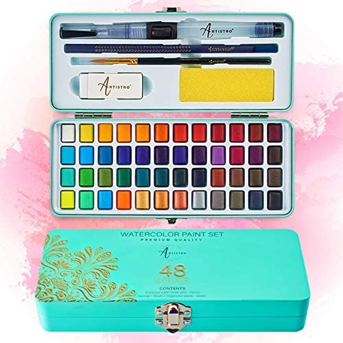 Watercolor Paint Set, 48 Colors Watercolors Painting Kit Washable