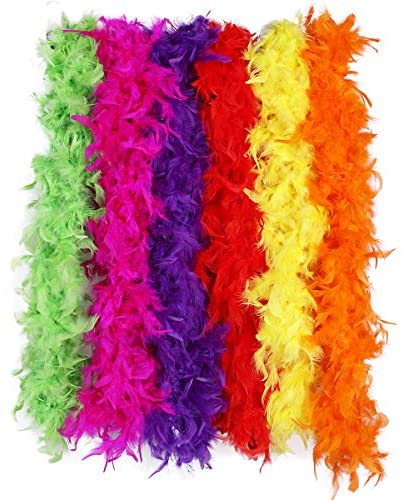 6Pcs 6.6Ft Colorful Feather Boas for Craft - Party Feather Boas