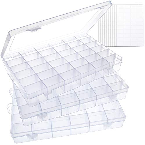 Umirokin 2 Pack 15 Grids Large Clear Plastic Organizer Box with Adjustment  Dividers, Tackle Box Organizer