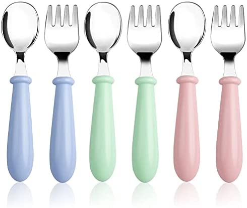 Elk and Friends Kids Silverware with Silicone Handle | Childrens Safe  Flatware | Toddler Utensils | Baby Spoons + Forks | Stainless Steel Cutlery