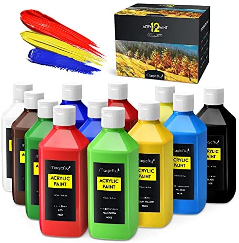 Magicfly Bulk Acrylic Paint Set, 14 Rich Pigments Colors (240 ml/8.12 fl  oz.), Non-Fading, Non-Toxic Craft Paints for