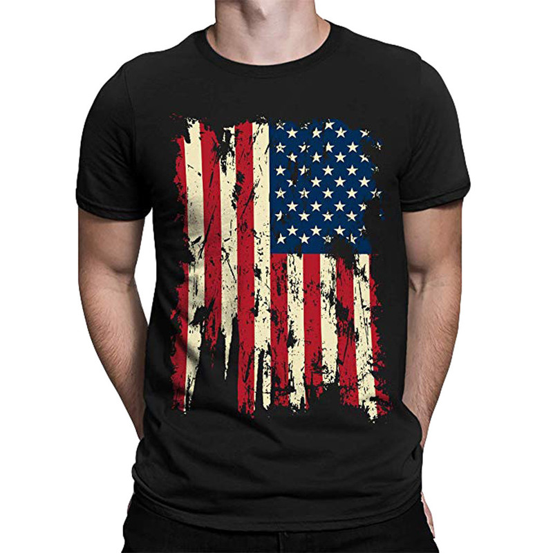 Wholesale Men's Personality Flag Printing Short-sleeved T-shirt