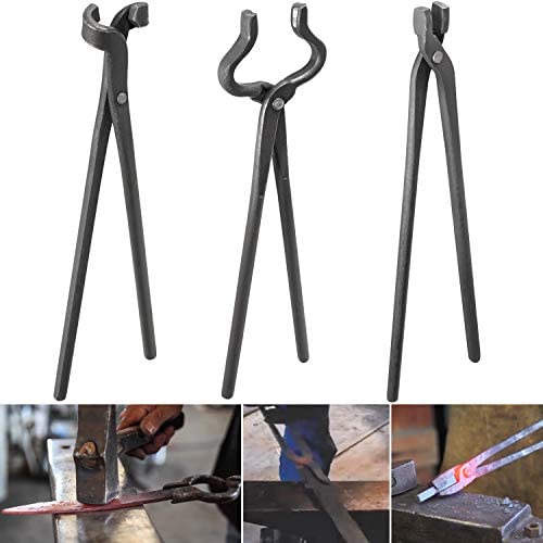 Yoursme Blacksmith Tongs Tools Set Forging Tongs For Knife Making Tongs,  Blacksmithing Forge Tongs Kit 5PCS - Flat Tongs & Square Jaw To