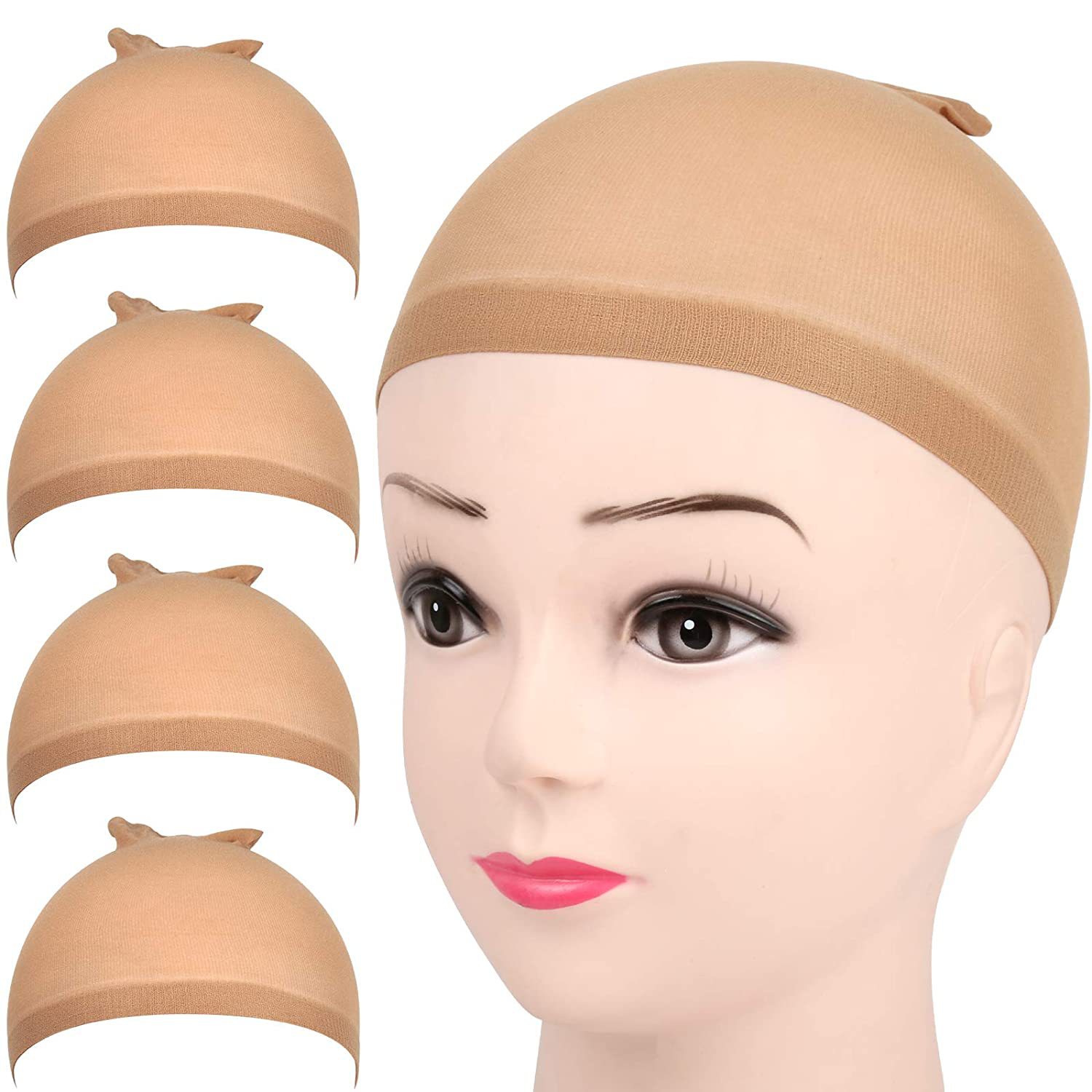 2 Pcs 1.4X3 Inch U Part Wig Cap for Making Wig Medium Brown Lace Wig Cap  Dome Mesh Stretch Weaving Wig Caps ( Medium,Black ) 