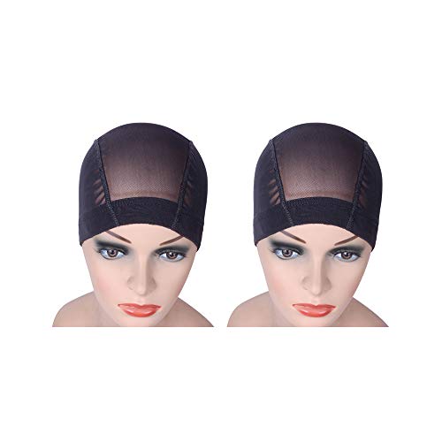 2Pcs Large Size U Part Wig Cap For Making Wigs Glueless Spandex Dome Untra  Strech Wig Cap Mesh Dome Cap Black Swimming Cap 