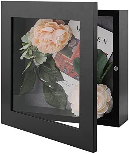 8X8 Shadow Box Frame Display Case with Letter Stickers, Display