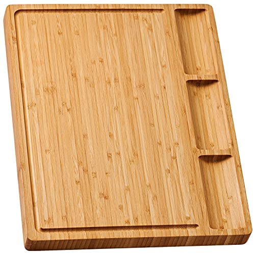 Kikcoin Extra Large Bamboo Cutting Boards, (Set of 3) Chopping Boards with  Juice Groove Bamboo Wood Cutting Board Set Butcher Block for