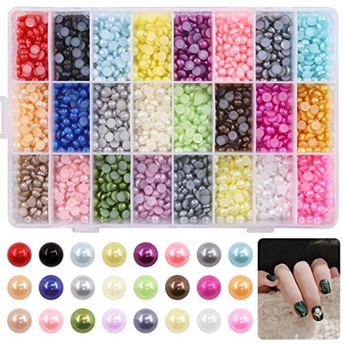 Flatback Pearls For Crafts, 700pcs White Half Round Pearl Cabochon Flat  Back Pearls For Scrapbooking Embellishment Diy Phone Nail Making
