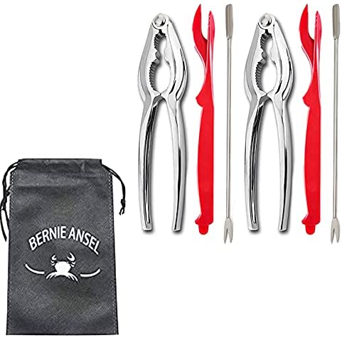  Seafood Cracker Tools, 21 Pcs Crab Leg Crackers and Tools, 6  Crab Crackers, 6 Crab Leg Forks/Picks, 6 Lobster Shellers, 2 Seafood  Scissors & 1 Storage Bag, mobzio Portable Seafood Boil