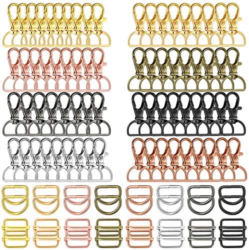 56 Pieces D Rings for Purse Bag Hardware Purse Hardware for Bag Making  Buckles Craft (White,25 mm)