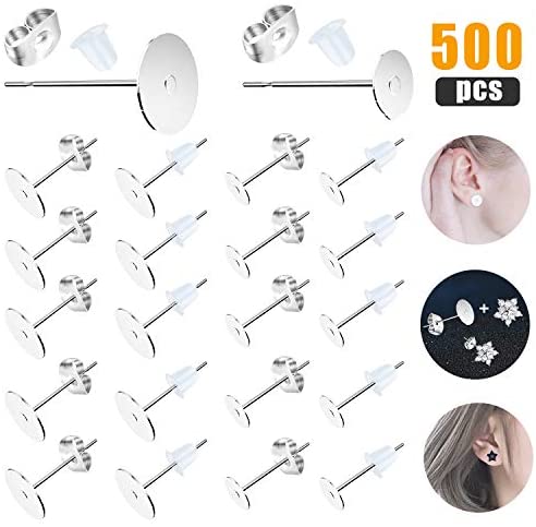 1460 Pcs Earring Posts Stainless Steel ,Flat Pad Earring Studs,Earring Posts  and Backs, Earring Posts,Earring Studs for Jewelry Making, Stud Earring  Making Kit, Stud Earrings for Jewelry Making 