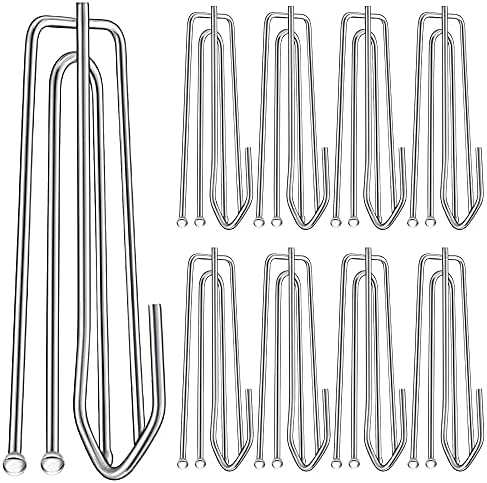 50 Slip on Drapery Hooks Metal Curtain Hooks Stainless Steel Curtain Pleat Hooks Slip on Drapery Hook Pins Curtain Hangers for Window Curtain Door