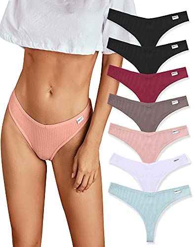 Buy KNITLORD6 Pack Women's Thongs Underwear Cotton Breathable