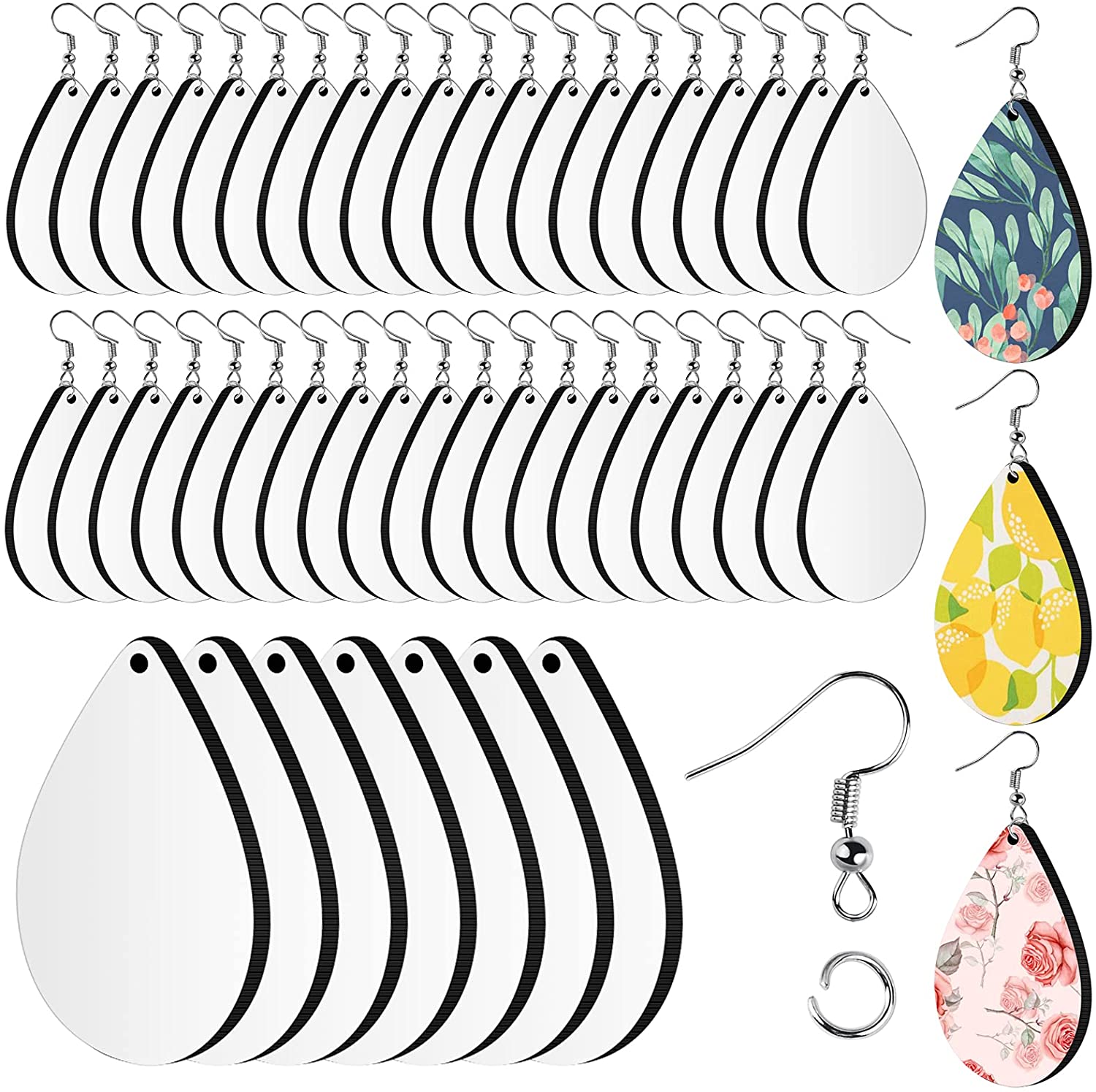 60 Pcs Sublimation Blank Earrings Sublimation Printing Earrings Unfinished Tear 