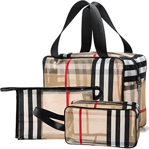 Sluxa Fashion Makeup Bag for Women, Orange Red Canvas Make up Travel Bag,  Hanging Cosmetic Bag Organizer for Women
