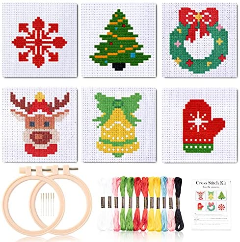 Cross Stitch Kits for Beginners. 5 Stamped Cross Stitch Kits for Kids.Needlepoint  Kits for Beginners. Embroidery Kit for Kids. Crossstitch Kit for Beginners.  Girls Cross Stitch Kit Backpack Charms