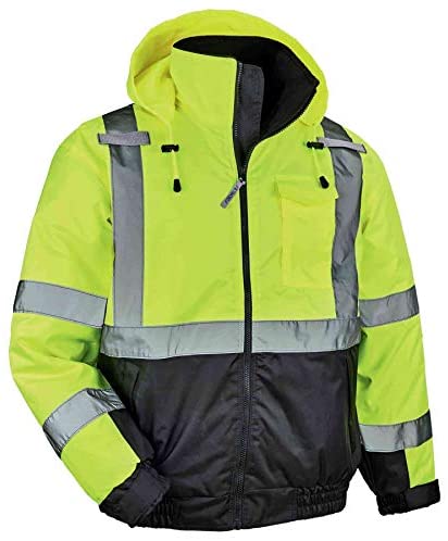 SHORFUNE High Visibility Safety Bomber Jacket for Men, Waterproof