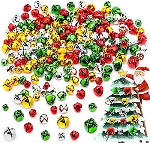 200pcs Jingle Bells 1/2 Inch Craft Bells Bulk DIY for Christmas Home and  Pet Decorations (7 Color Random Color)