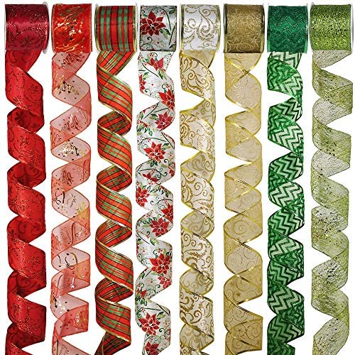  Silver Christmas Ribbon Wired Ribbons for Christmas
