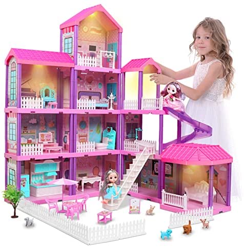 Dream House Doll House 7-8 for Girls - 4-Story 12 Comoros