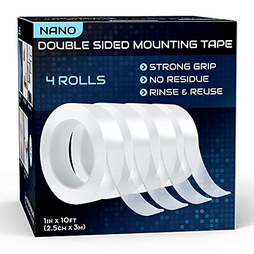 YUUMEA Double Sided Tape, Nano Mounting Tape Heavy Duty (2 Sizes, Total 400  INCHES), Clear Two