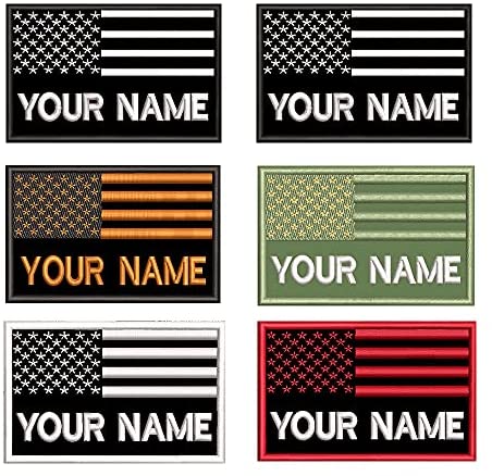  Custom Tactical Name Patches, 3.5W x 2H Personalized USA Flag  Badge Military Text Patch for Multiple Clothing Backpack Vest Jackets Work  Shirts