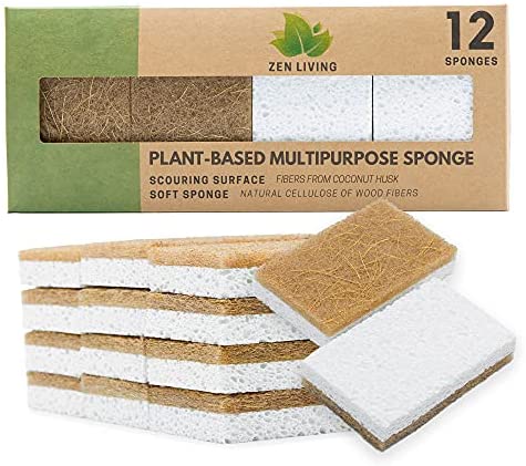 PANYEE Cleaning Scrub Colored Sponge,Non-Scratch Kitchen Cellulose  Dishwashing Sponge,16Pack Biodegradable Natural Sponge
