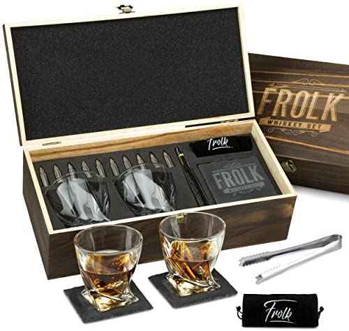 Whiskey Stones Bullets Stainless Steel with Wooden Gift Box - 1.75in Bullet  Chillers Set of 6 Inside Realistic Revolver, Premium Stainless Steel, Large  Whiskey Chillers Rocks (Gold) 