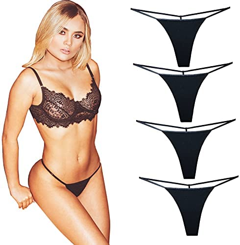  SHARICCA Women Seamless G-String Thongs Sexy Low Rise Panties  No Show Underwear 5 Pack, S, Black : Clothing, Shoes & Jewelry