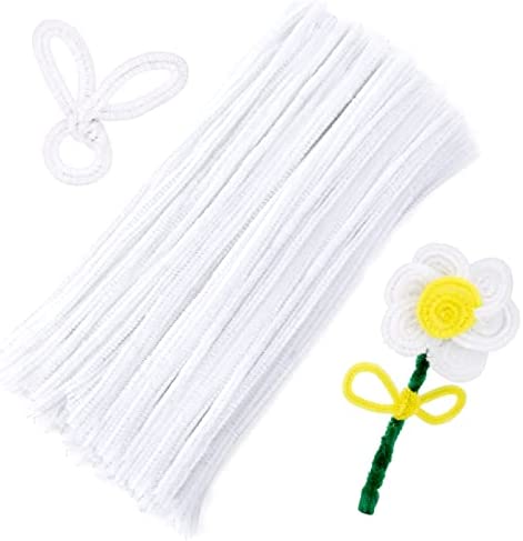 Pipe Cleaners Craft Supplies - 100Pcs White Pipecleaners Craft Kids DIY Art  Supplies, Pipe Cleaner Chenille Stems, White Pipe Cleaners Bulk (6 Mm X 12