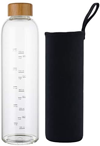 Flip-Top Silicone Coated Glass Water Bottle (1000ML) – INNOKA