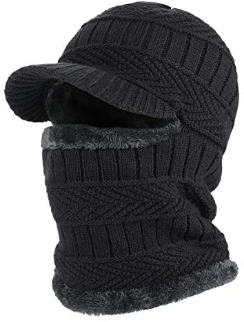 Syhood 2 Pieces Winter Beanies Thick as pictures shown, Black and