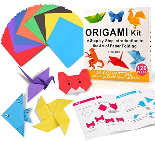 hapray Color Origami Paper for Kids, Origami Kit, 118 Sheets 6 inch Double Sided Origami with 54 Projects, 55 Pages Guiding Origami Book, for Craft