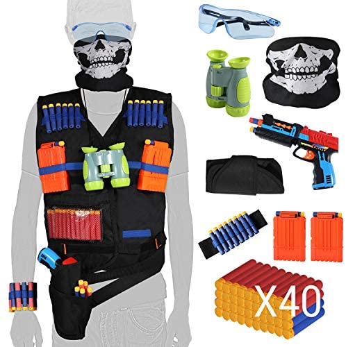 Nerf Guns Tactical Vest Kit Boys N-Elite Series with Foam Darts for Kids 