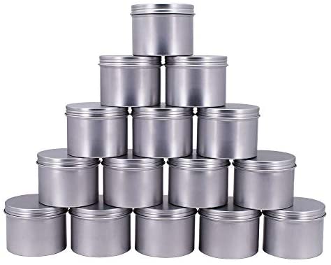 Healthcom 2Oz/60ML Metal Tin Steel Flat Silver Metal Tins Jars Empty Slip  Slide Round Tin Containers With Tight Sealed Twist Screwtop Cover,12 Pcs