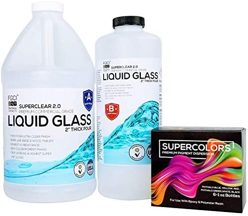 Superclear Deep Pour Epoxy Resin Kit, Premium Commercial Grade, 3 Gallons -  2:1 Crystal Clear Liquid Glass Pouring up to 2-4 - Self-Leveling Food