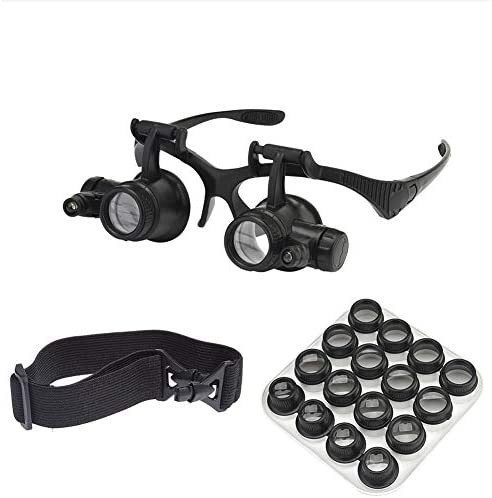 Magnifying Glasses with Light for Close Work.Shmian Jeweler Loupe Magnifier  with 8 Interchangeable Lens 2.5X 4X 6X 8X 10x 15x 20x 25x for Close Work